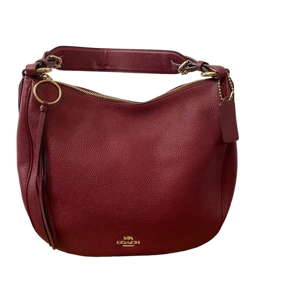 Coach Burgundy Leather Hobo Bag with Gold Hardware